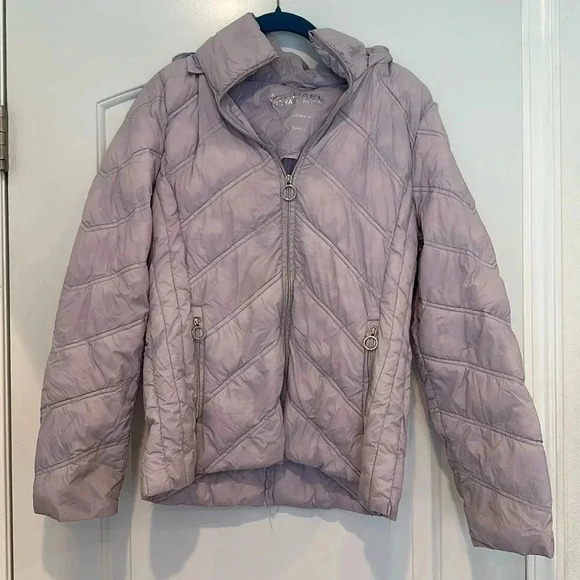 Michael Kors Packable Down Filled Lightweight Puffer Quilted Lavender Jacket M - Picture 1 of 7